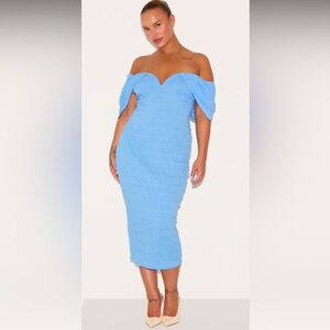 PrettyLittleThing Strapless Sky Blue Dress